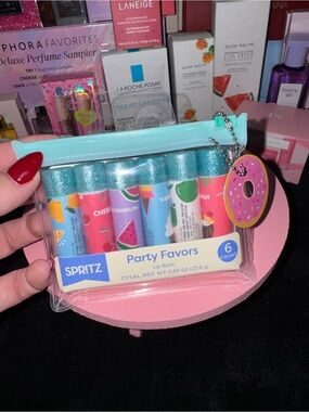 LANEIGE Clear Pouch with Assorted Colorful Lip Balms and Donut Charm